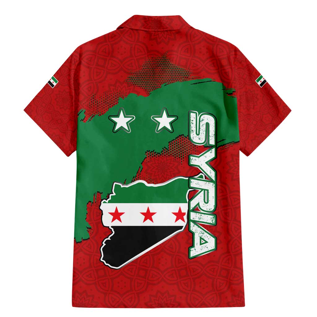 Syria National Emblem Family Matching Mermaid Dress and Hawaiian Shirt with Map and Flag Pattern