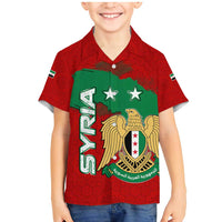 Syria National Emblem Family Matching Mermaid Dress and Hawaiian Shirt with Map and Flag Pattern