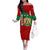 Syria National Emblem Family Matching Off The Shoulder Long Sleeve Dress and Hawaiian Shirt with Map and Flag Pattern
