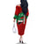 Syria National Emblem Family Matching Off The Shoulder Long Sleeve Dress and Hawaiian Shirt with Map and Flag Pattern