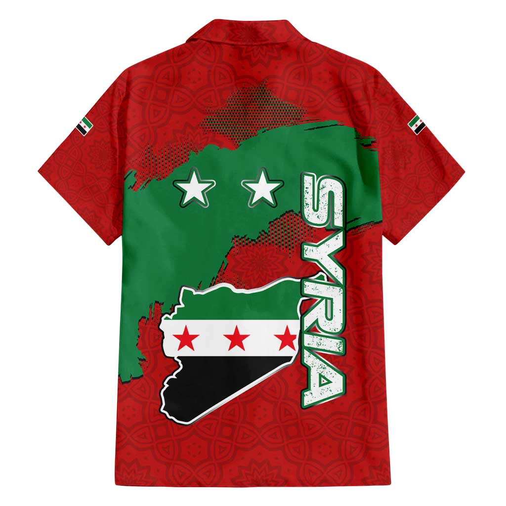 Syria National Emblem Family Matching Puletasi and Hawaiian Shirt with Map and Flag Pattern