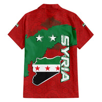 Syria National Emblem Family Matching Short Sleeve Bodycon Dress and Hawaiian Shirt with Map and Flag Pattern