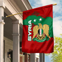 Syria National Emblem Garden Flag with Map and Flag Pattern