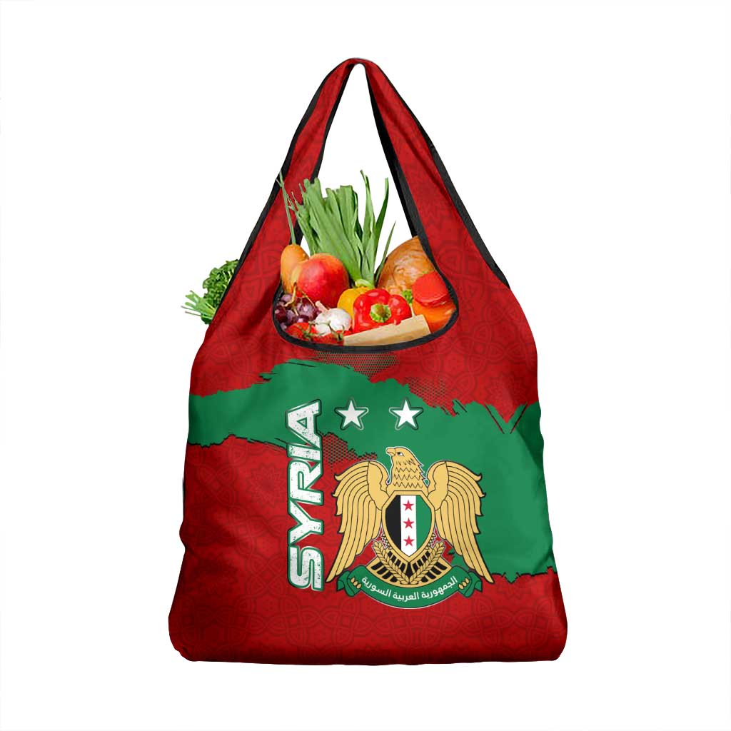 Syria National Emblem Grocery Bag with Map and Flag Pattern