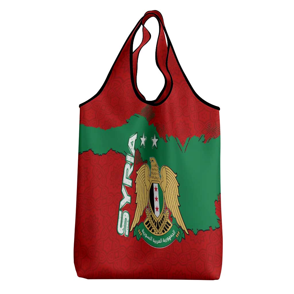 Syria National Emblem Grocery Bag with Map and Flag Pattern