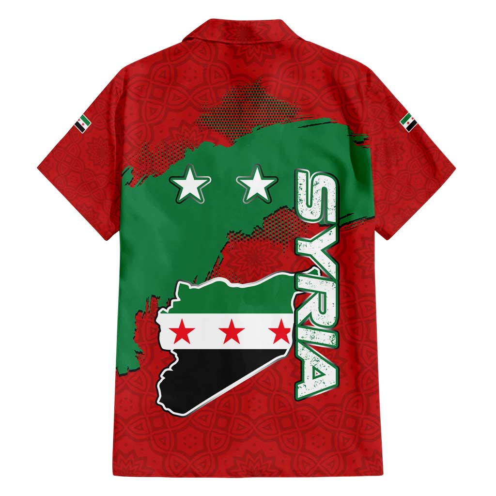 Syria National Emblem Hawaiian Shirt with Map and Flag Pattern
