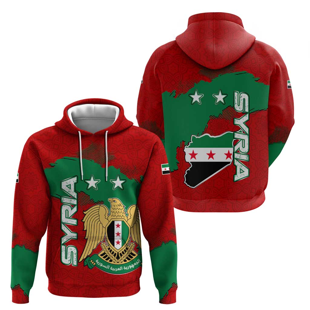 Syria National Emblem Hoodie with Map and Flag Pattern