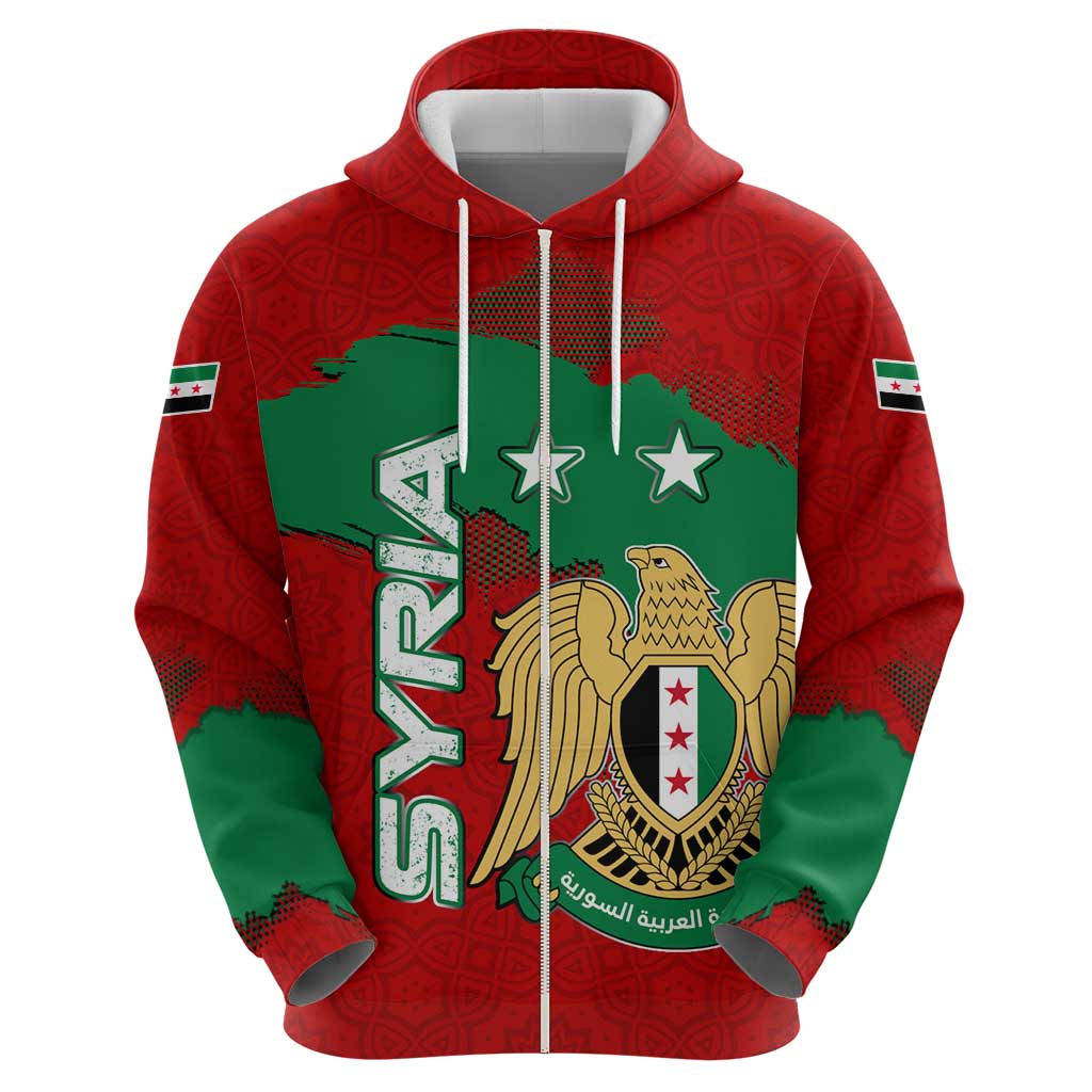Syria National Emblem Hoodie with Map and Flag Pattern