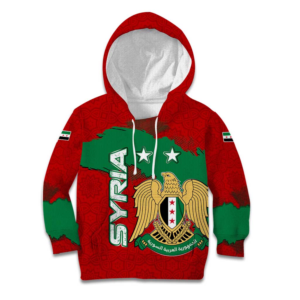 Syria National Emblem Kid Hoodie with Map and Flag Pattern