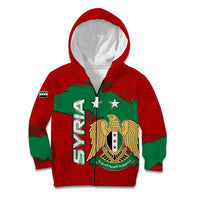 Syria National Emblem Kid Hoodie with Map and Flag Pattern