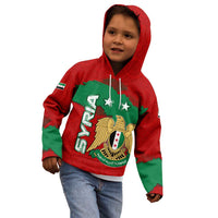 Syria National Emblem Kid Hoodie with Map and Flag Pattern