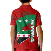Syria National Emblem Kid Polo Shirt with Map and Flag Pattern