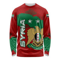 Syria National Emblem Long Sleeve Shirt with Map and Flag Pattern