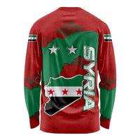 Syria National Emblem Long Sleeve Shirt with Map and Flag Pattern