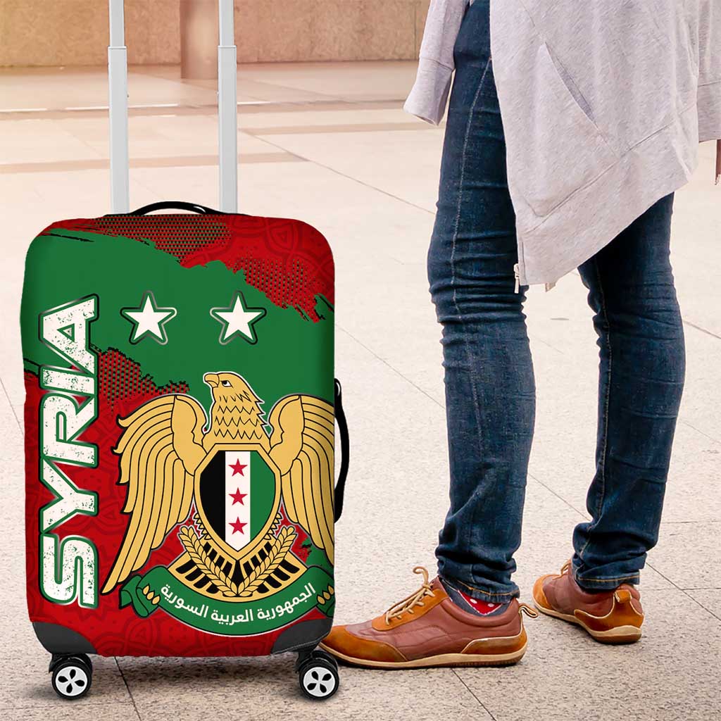 Syria National Emblem Luggage Cover with Map and Flag Pattern