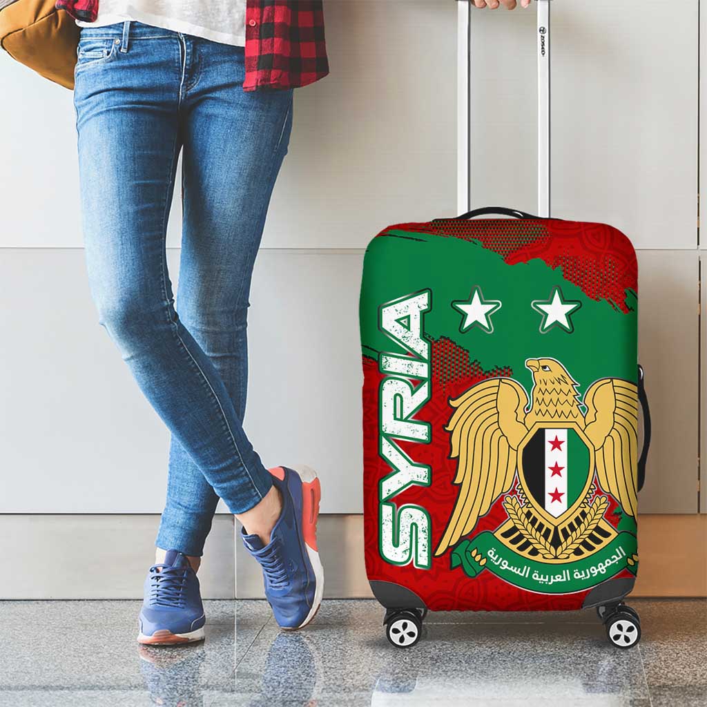 Syria National Emblem Luggage Cover with Map and Flag Pattern