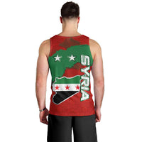 Syria National Emblem Men Tank Top with Map and Flag Pattern