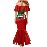 Syria National Emblem Mermaid Dress with Map and Flag Pattern