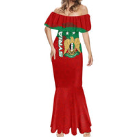 Syria National Emblem Mermaid Dress with Map and Flag Pattern