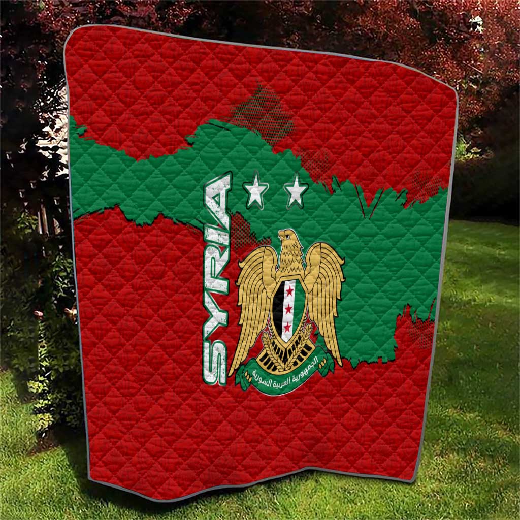 Syria National Emblem Quilt with Map and Flag Pattern