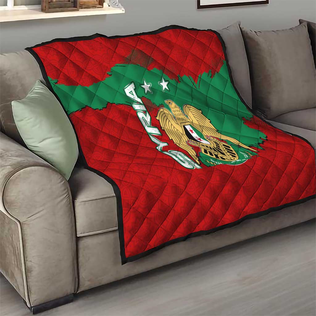 Syria National Emblem Quilt with Map and Flag Pattern