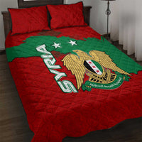 Syria National Emblem Quilt Bed Set with Map and Flag Pattern