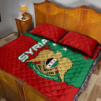Syria National Emblem Quilt Bed Set with Map and Flag Pattern
