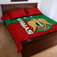 Syria National Emblem Quilt Bed Set with Map and Flag Pattern
