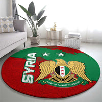 Syria National Emblem Round Carpet with Map and Flag Pattern