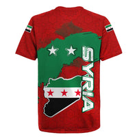 Syria National Emblem Rugby Jersey with Map and Flag Pattern