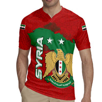 Syria National Emblem Rugby Jersey with Map and Flag Pattern