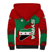 Syria National Emblem Sherpa Hoodie with Map and Flag Pattern