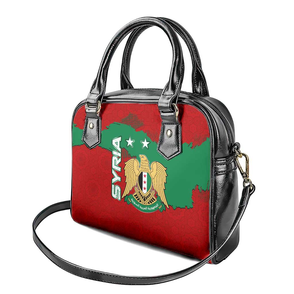 Syria National Emblem Shoulder Handbag with Map and Flag Pattern