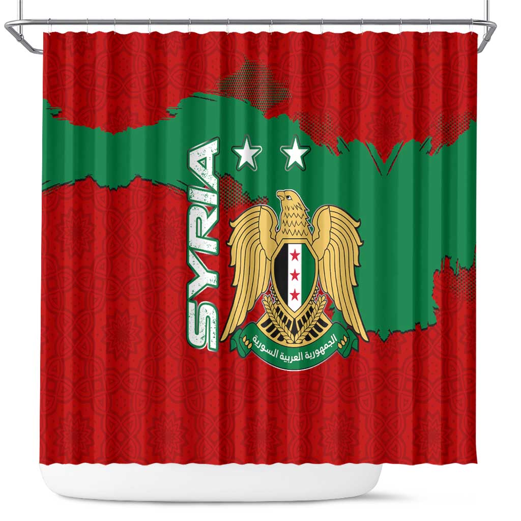 Syria National Emblem Shower Curtain with Map and Flag Pattern
