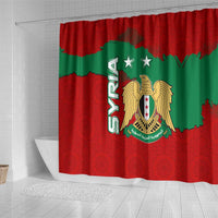 Syria National Emblem Shower Curtain with Map and Flag Pattern