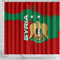 Syria National Emblem Shower Curtain with Map and Flag Pattern