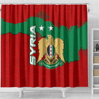Syria National Emblem Shower Curtain with Map and Flag Pattern