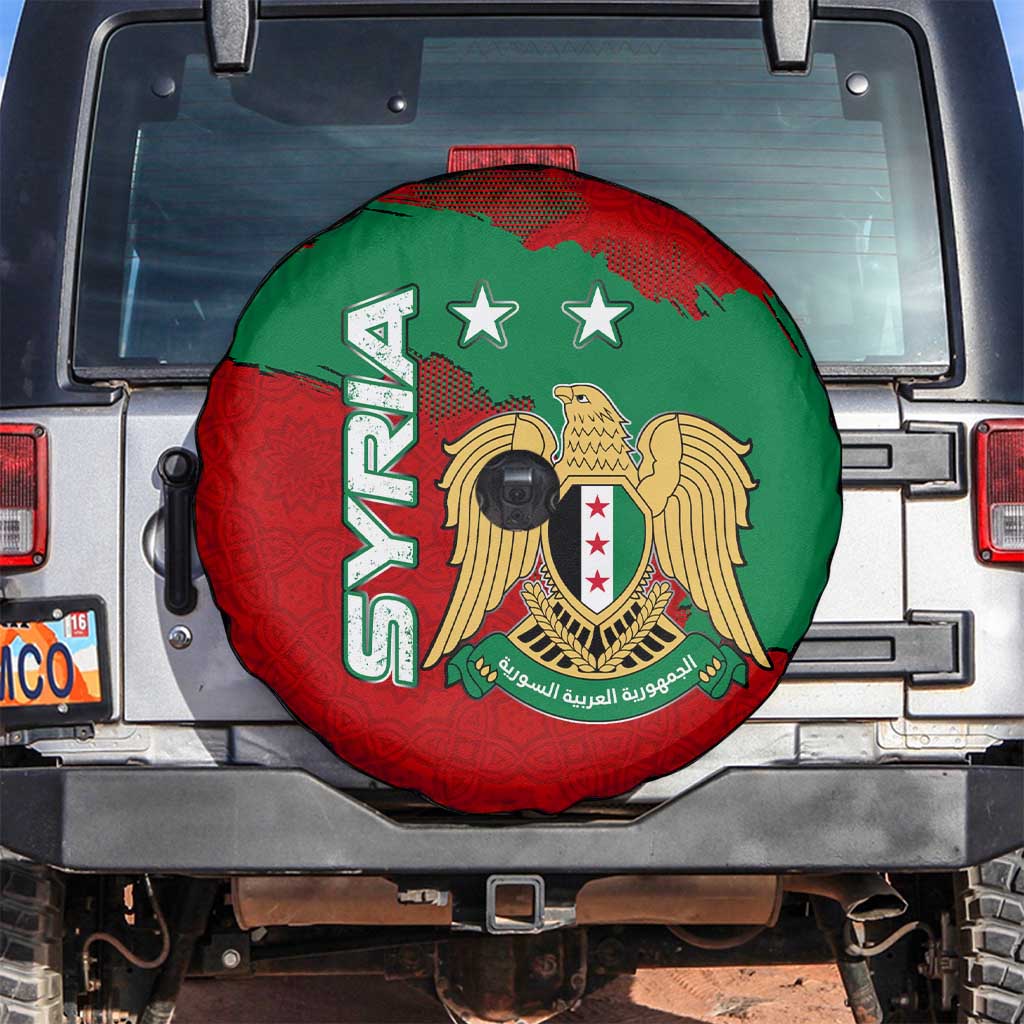 Syria National Emblem Spare Tire Cover with Map and Flag Pattern
