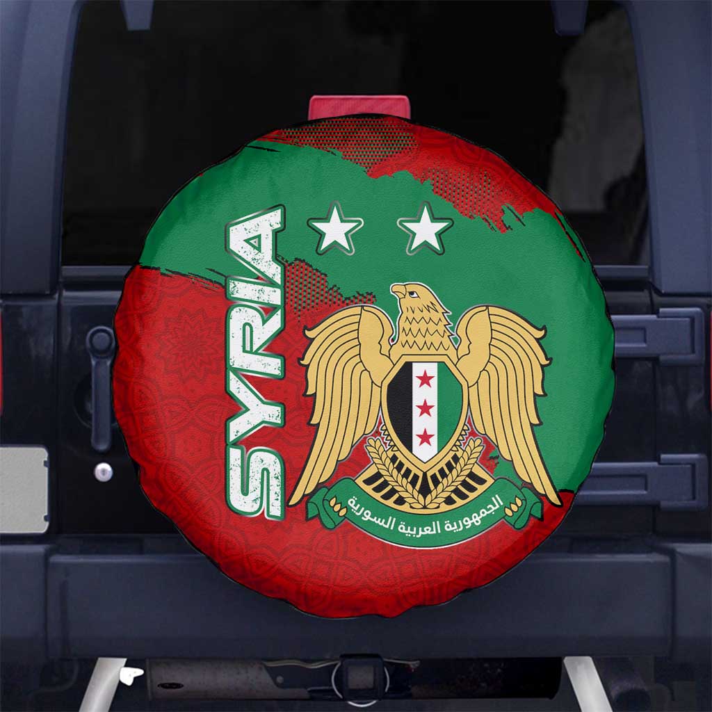 Syria National Emblem Spare Tire Cover with Map and Flag Pattern