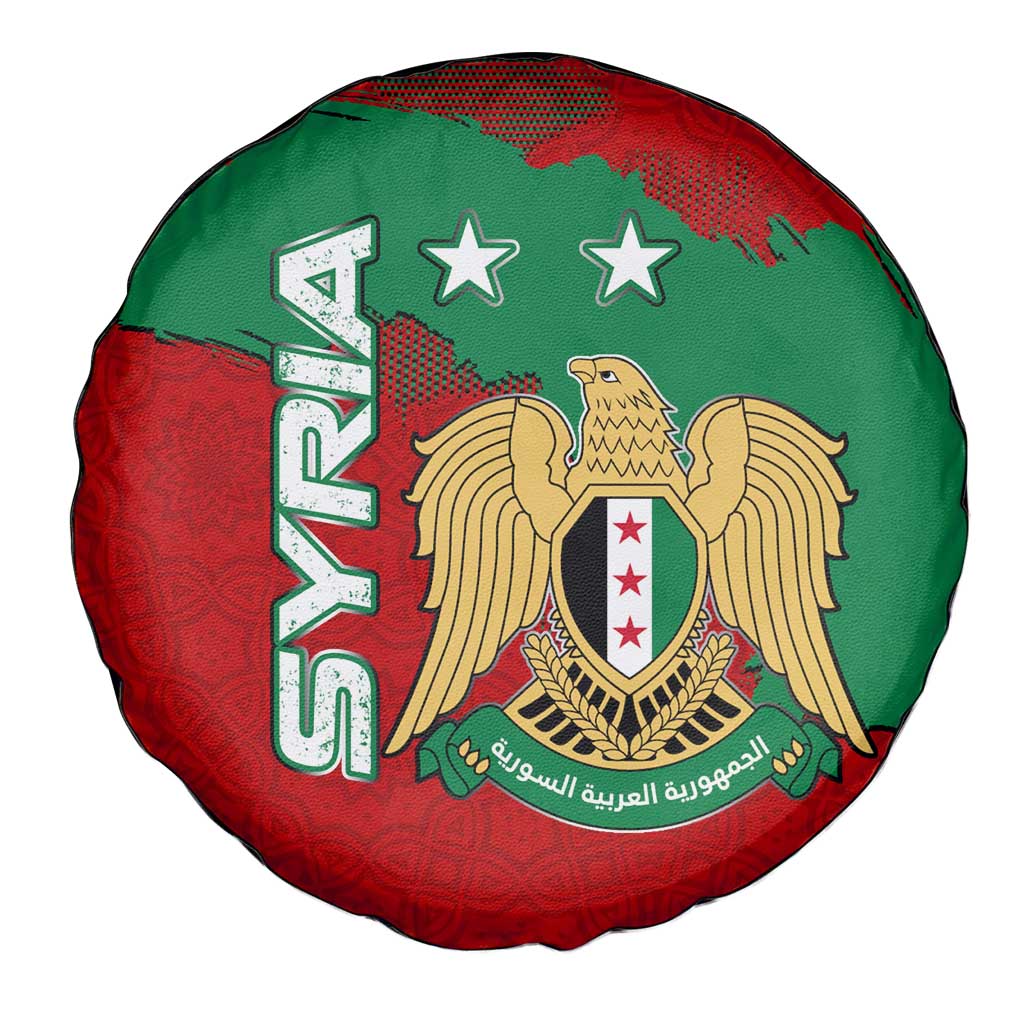 Syria National Emblem Spare Tire Cover with Map and Flag Pattern