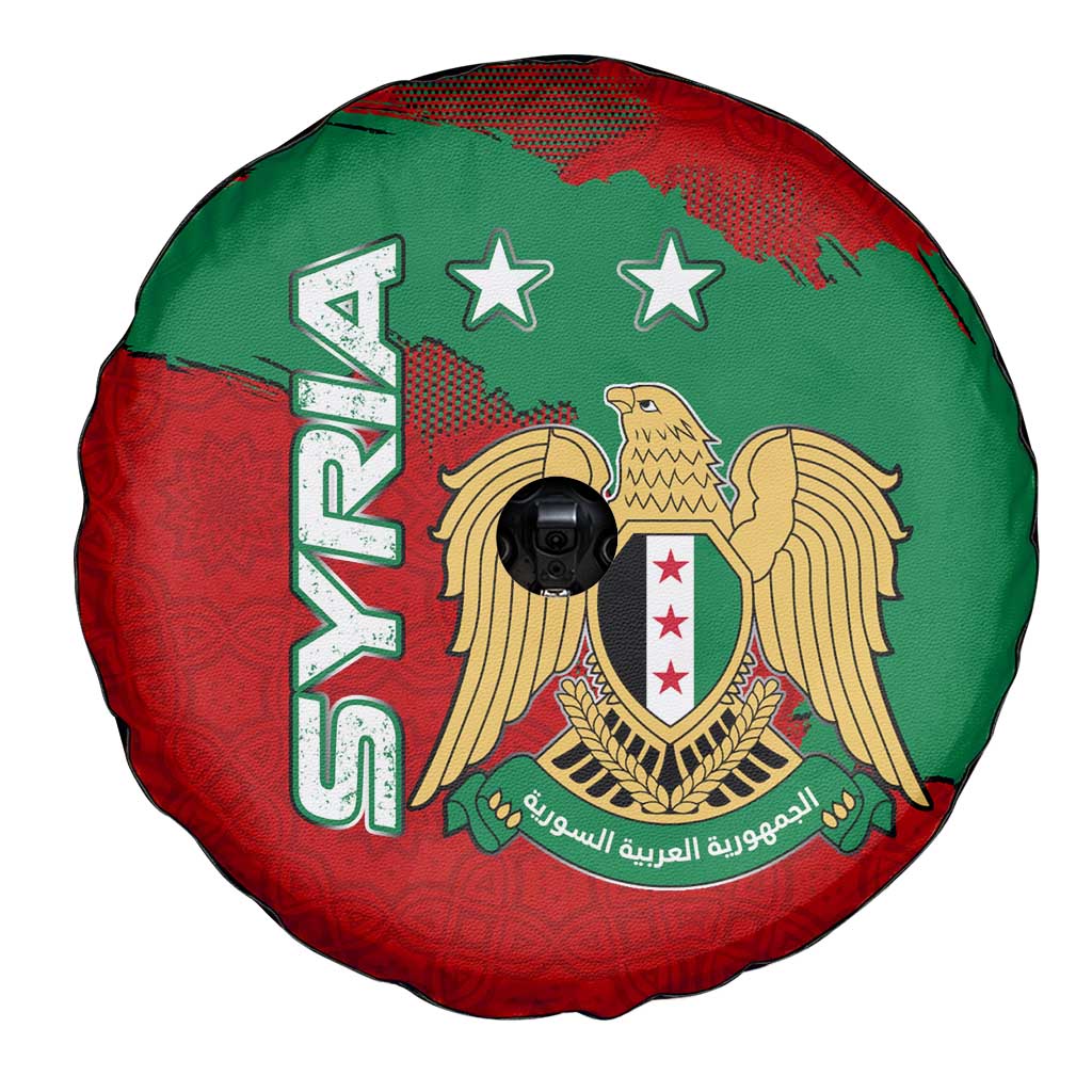 Syria National Emblem Spare Tire Cover with Map and Flag Pattern