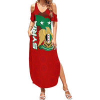 Syria National Emblem Summer Maxi Dress with Map and Flag Pattern