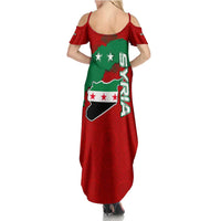 Syria National Emblem Summer Maxi Dress with Map and Flag Pattern