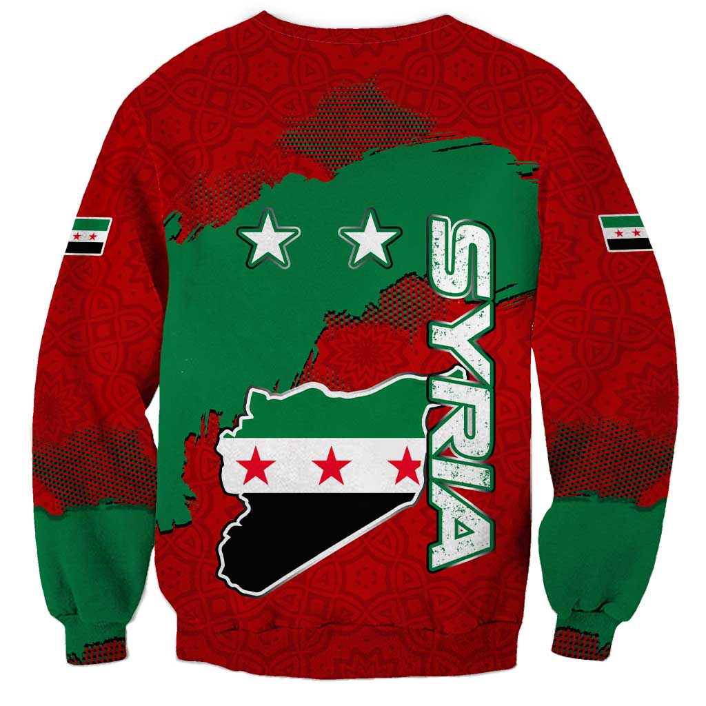 Syria National Emblem Sweatshirt with Map and Flag Pattern