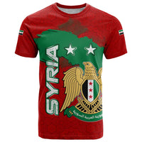 Syria National Emblem T Shirt with Map and Flag Pattern