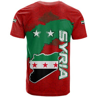 Syria National Emblem T Shirt with Map and Flag Pattern