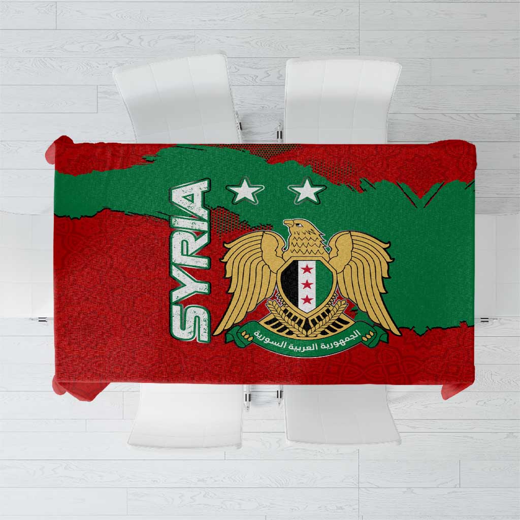 Syria National Emblem Tablecloth with Map and Flag Pattern