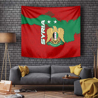 Syria National Emblem Tapestry with Map and Flag Pattern