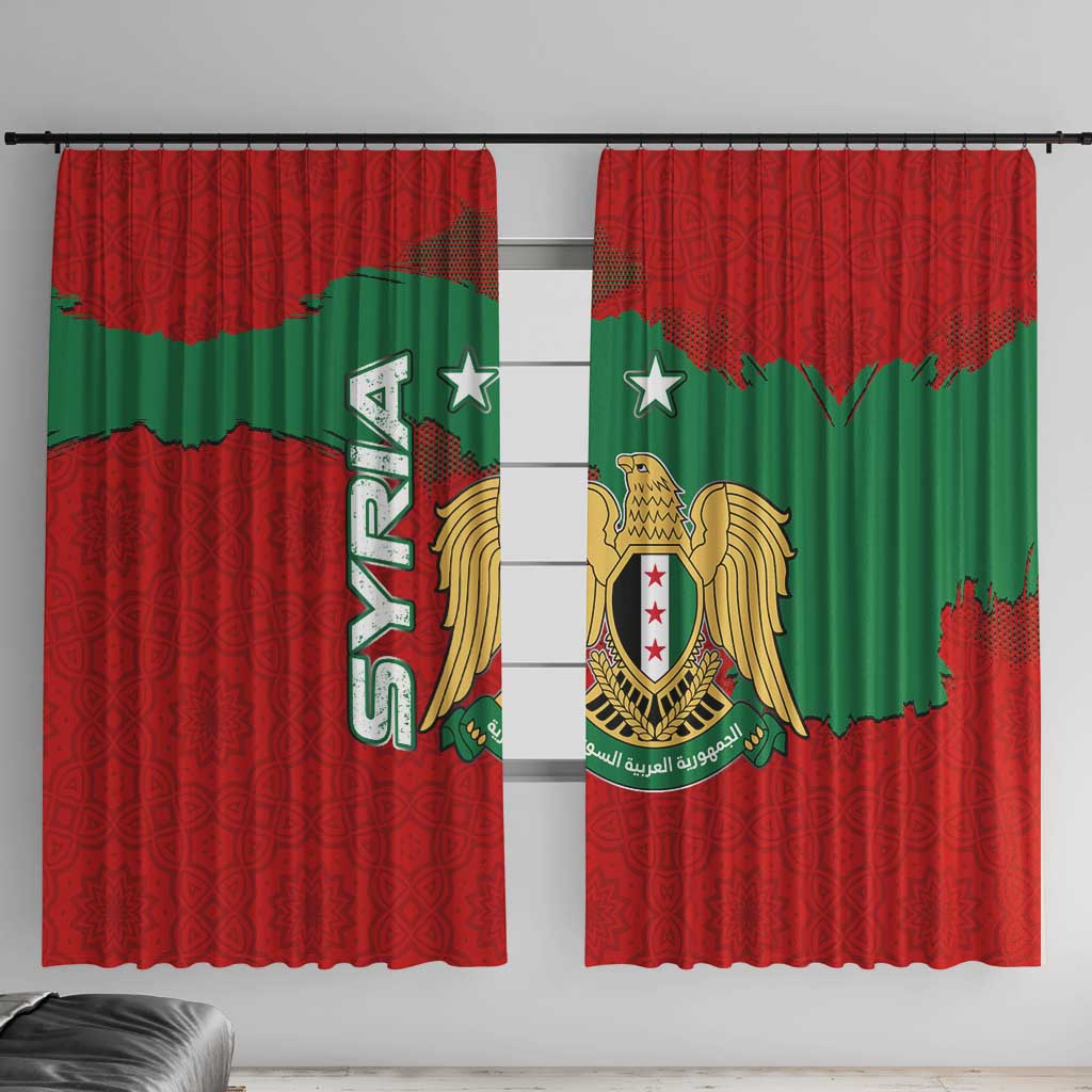 Syria National Emblem Window Curtain with Map and Flag Pattern