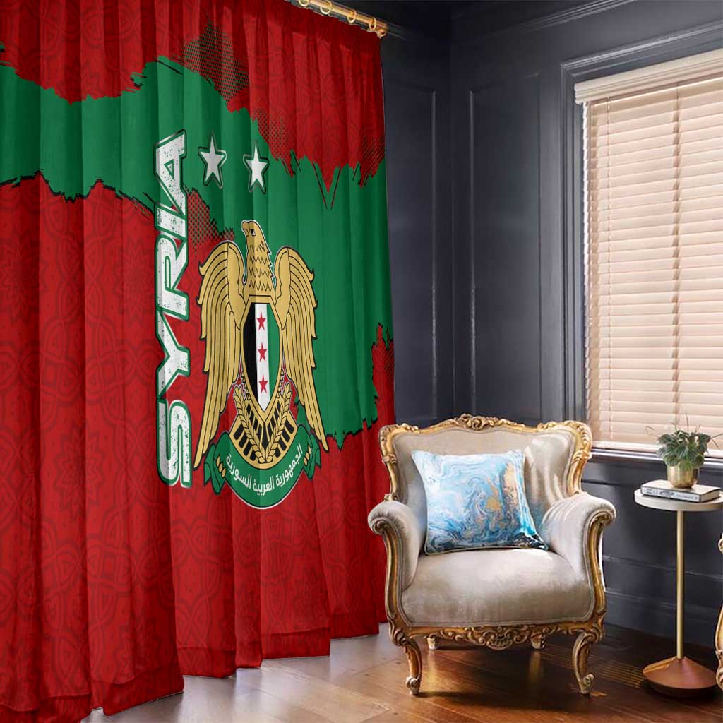 Syria National Emblem Window Curtain with Map and Flag Pattern
